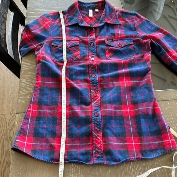RVCA Women’s Plaid Blue Red Long Sleeve Button Down Casual Shirt Size Small GUC - Picture 7 of 12